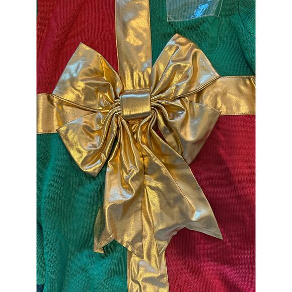 Tipsy Elves Women's Present Ugly Christmas holiday Sweater red green gold Size S - Picture 6 of 13